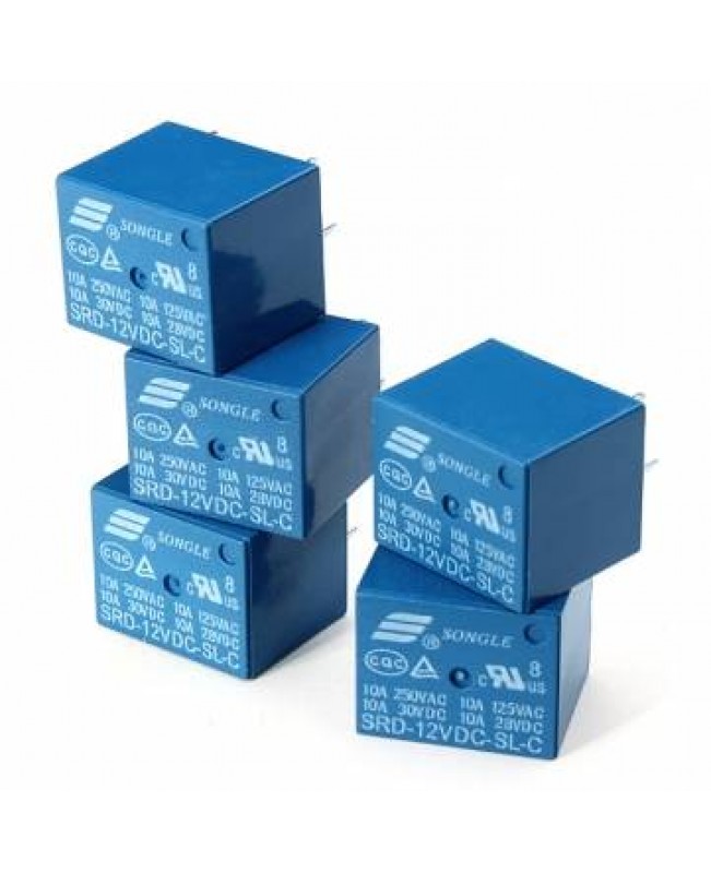 20Pcs SONGLE Mini 12V DC Power Relay SRD-12VDC-SL-C PCB Type