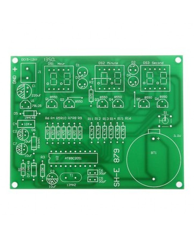 DIY 6 Digital LED Electronic Clock Kit 9V-12V AT89C2051