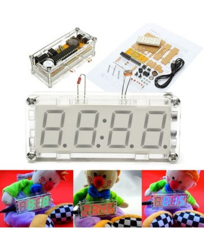 DIY 0.8 Inch Digital Tube LED Electronic Clock Kit Red Blue Gree