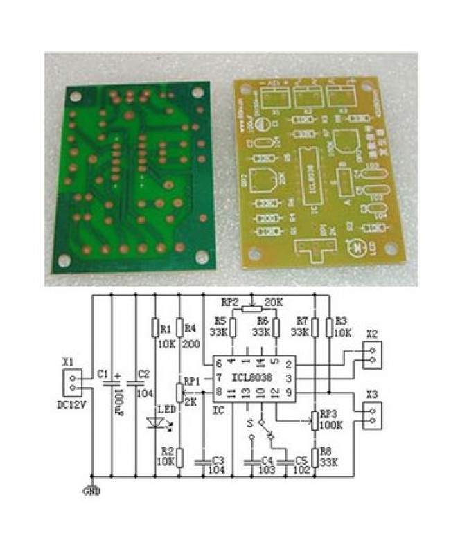 DIY ICL8038 Function Signal Generator Module Sine Square Triangl