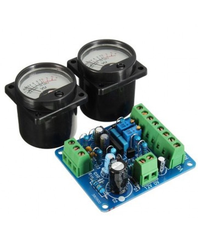 Audio Level Amp Driver Board With Two VU Meter
