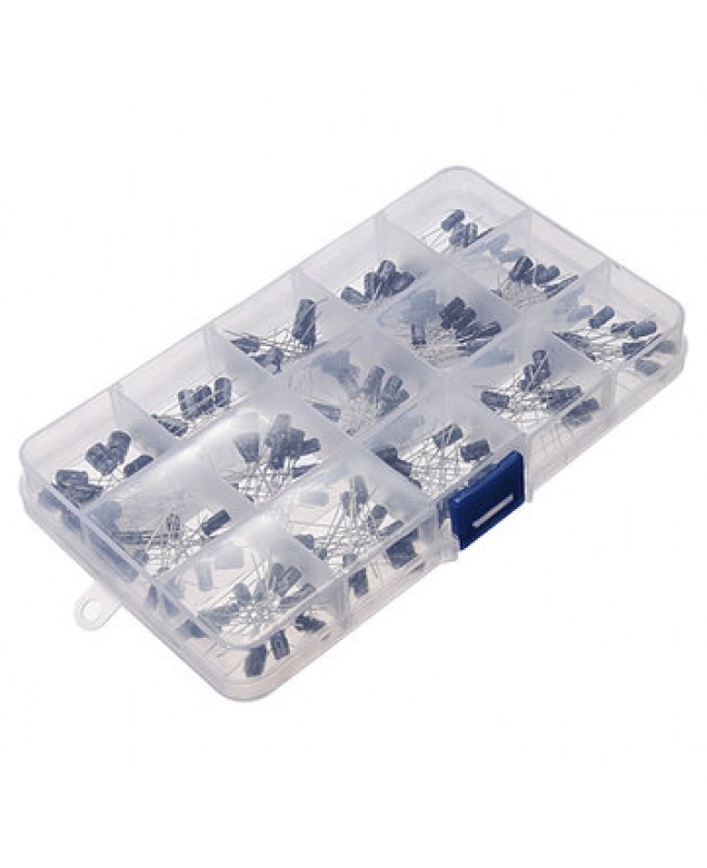 215Pcs 15 Values 0.1uF-330uF Mix Electrolytic Capacitor Kit With