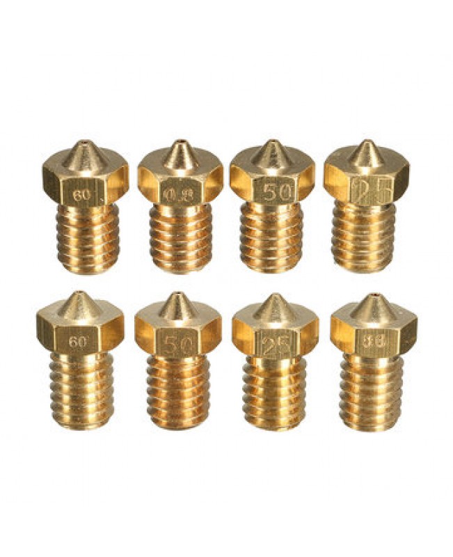 4pcs 0.25mm 0.5mm 0.6mm 0.8mm Brass Nozzle For 1.75 / 3.0mm Fila