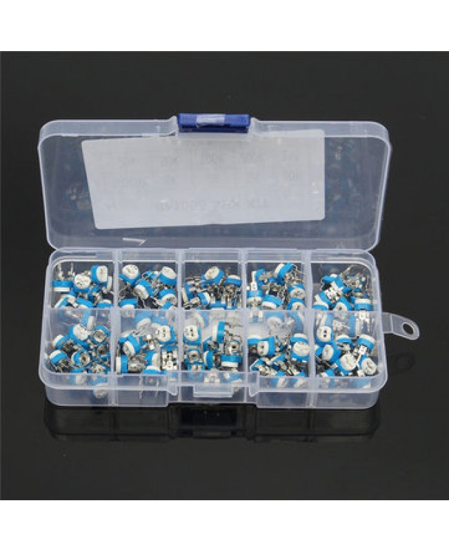 100Pcs 10 Values Variable Resistor 500R To 1M RM065 Carbon Film