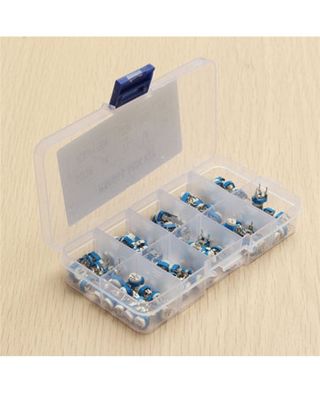 100Pcs 10 Values Variable Resistor 500R To 1M RM065 Carbon Film